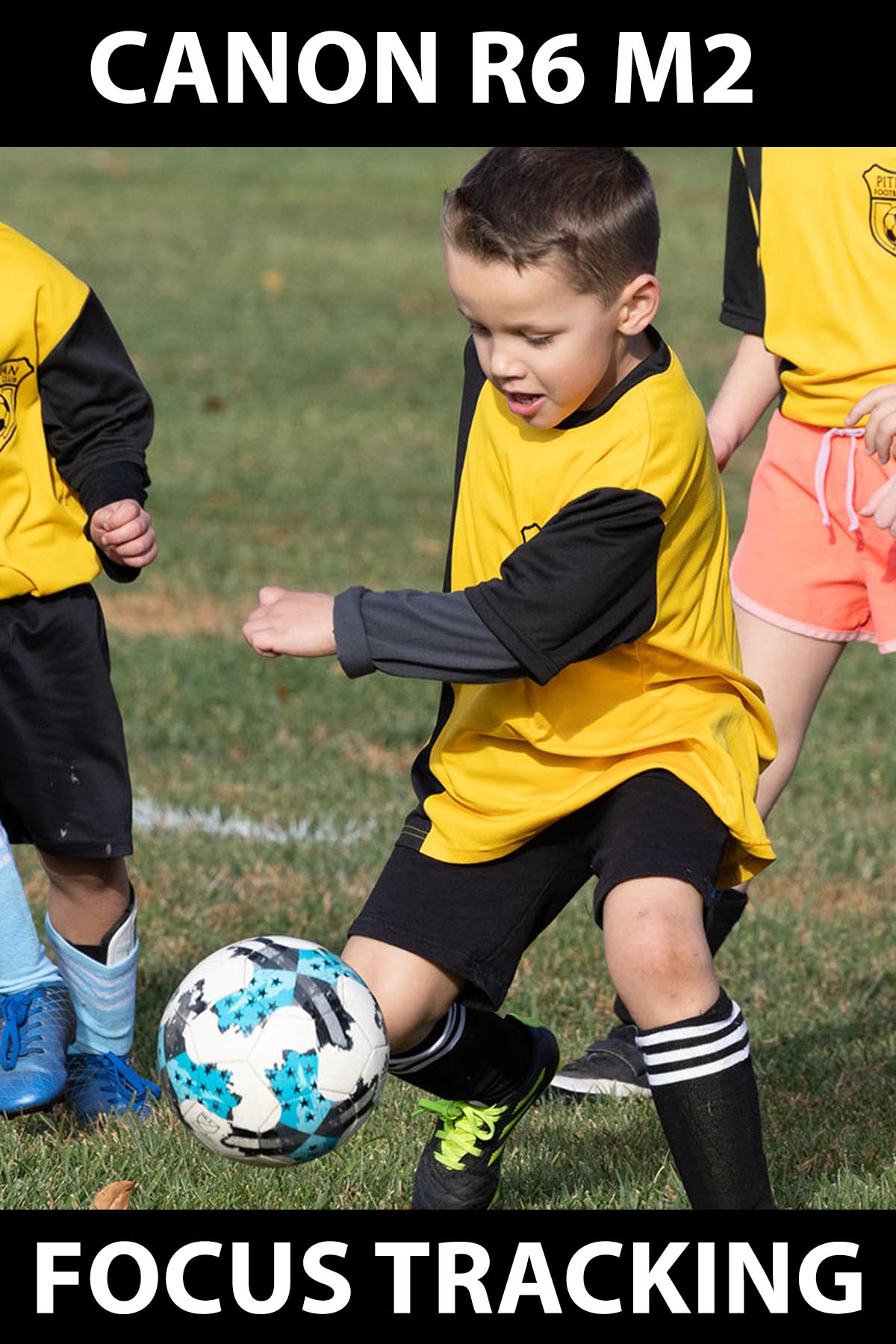 Young soccer player action